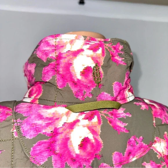 Free People FP Movement Printed Pippa Packable Puffer Jacket Sz S Pink Rose NWT - Picture 9 of 16